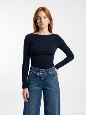 Dilvin 33270 Sıcak Tutan Kayık Yaka Bra-Free Top