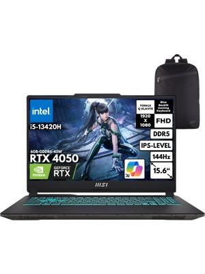 MSI Msı Cyborg 15 Core I5-13420H 64-Gbddr5 1 Tbssd RTX4050 (6GB-GDDR6-45W) 15.6" Fhd 144Hz Ips-Level Windows 11 Pro + Hmf Sırt Çantası A13VE-2270XTRNNHMF18