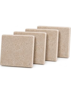 Vionna Doğal Taş Bardak Altlığı Seti, 10X10 cm Ölçülerinde 4 Adet