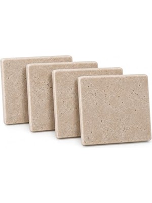 Vionna Orret Home 4 Adet Traverten Bardak Altlığı Doğal Taş Çay Bardağı Altlığı Dekoratif Kare Bardak Altı Seti 10X10 cm Kahve Fincan Kupa Altlığı Masa Koruyucu Ev Ofis Kullanımı Çay Tabağı