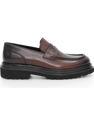 Tuna Hakiki Deri Kahverengi Loafer Erkek Ayakkabı - 3280