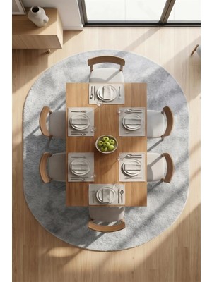 Halı360 Püra Gri Oval Peluş Kaymaz Tabanlı, Yıkanabilir Koridor,antre,salon,giyinme Odası, Halısı