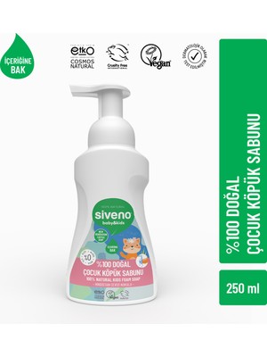 Siveno %100 Doğal Çocuk Köpük Kastil Sabun Zeytinyağlı Yoğun Nemlendirici Arındırıcı Bitkisel Vegan 250 ml