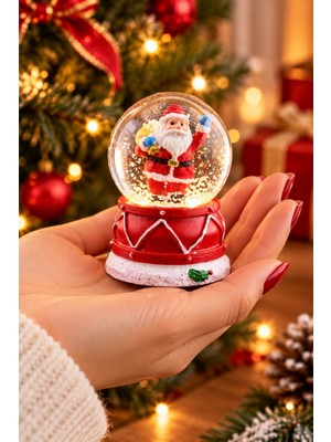 Biton Toptan LED Işıklı Noel Baba Kar Küresi 7 cm Mini Yılbaşı Dekoratif Biblo 2027 Yeni Yıl Hediyesi