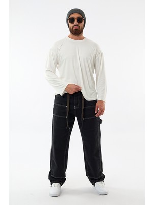 Cocopelli Tasarım Siyah Baggy Kot Erkek Pantolon COC3659