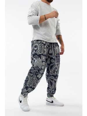 Cocopelli Dragon Baskılı Esnek Bel Rahat Kesim Jogger Erkek Pantolon COC3646