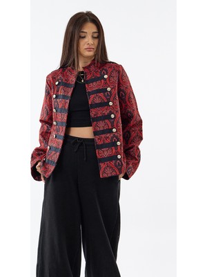 Cocopelli Vintage Desenli Goblen Kumaş Düğmeli Kadın Ceket COC3631