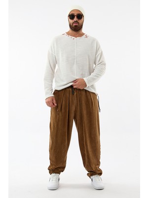 Cocopelli Kadife Pileli Taba Jogger Erkek Pantolon COC3620