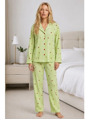 Marchè Bien Kadın Ev Giyimi Rahat Yeşil Pijama Takımı 4660
