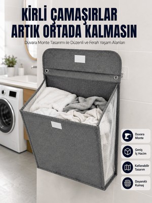 Str Store Banyo ve Çamaşır Odası Için Duvara Asılan Katlanabilir Çamaşır Sepeti