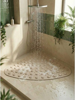 Mapple Home Shellmat Vantuzlu Midye Tasarımlı Kaydırmaz Duş ve Banyo Paspası 54X54 cm