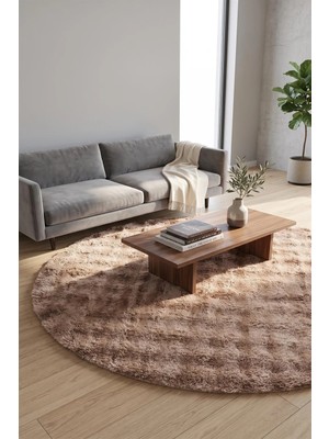 Halı360 Püra Bubble Yuvarlak Vizon Halı Kaymaz Taban,yıkanabilir Antre, Salon, Çocuk Odası,mutfak