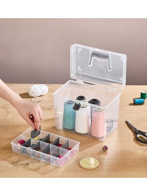 Mapple Home Maxiclear Taşınabilir Bölmeli Şeffaf Düzenleyici Kutu Çok Gözlü Çok Amaçlı Organizer Kutu 4.0 Lt