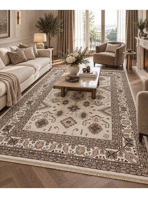 Brillant Etnik Desen Lateks Taban Salon Antre Halı