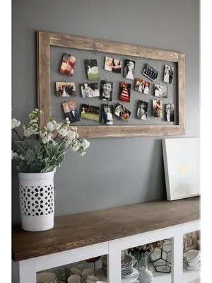 Vivense Ottoıdea • Doğal Ahşap Fotoğraf Tutucusu + Memoboard / 10 Adet Ahşap Mini Mandal Hediyeli.