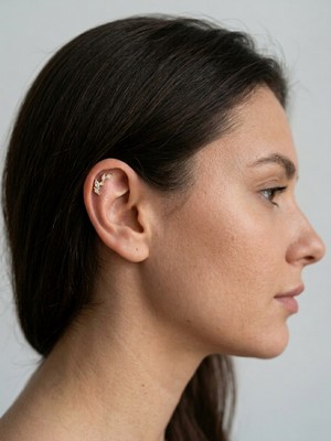 Kurukafa Gift Piercing Dal Yaprak Figürlü Parlak Taşlı Helix 8mm