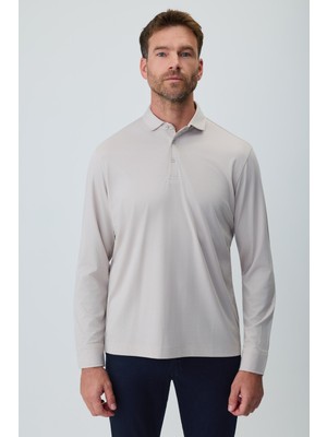 Morven  Erkek Taş Polo Yaka Rayon Sweatshirt