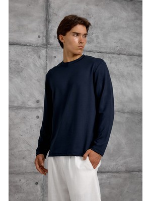 Nomarc Lacivert Uzun Kollu Oysho Kumaş Sweatshırt