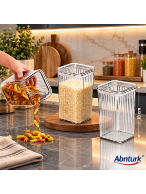 Abnturk 1400ML Tfx Serisi Şeffaf Akrilik Erzak Kabı-Sızdırmaz Hava Geçirmez Çift Kapaklı Bakliyat Kutusu Saklama Kabı