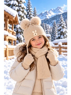 Miniko Kids Kitti 26170-07 Kız 4-8 Yaş Atkı Bere Eldiven Set