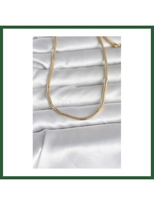 Bezos cm 14K Gold Renk Yılan Zincir Model 60 cm Kadın Kolye Bzst