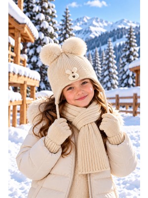 Miniko Kids Kitti 26170-07 Kız 4-8 Yaş Atkı Bere Eldiven Set