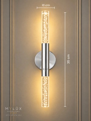 Mylüx Aydınlatma Mylüx Umut Kabarcıklı Aplik Krom 220V Elektrikli LED 35 cm Modern Dekoratif Duvar Aydınlatma