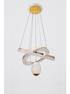 Odea Tr Rüya Modern Gold Tasarım Sarkıt LED Avize 3 Renk Işık Kristal Görünüm Oturma Odası Yemek Odası Salon Yatak Odası