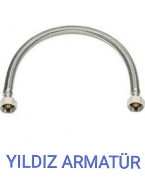 Yıldız Armatür Paslanmaz Çelik Örgülü Hortum,klozet,taharet Musluğu Fleksi Bağlantı Hortumu Flex 3/8-3/8 50 cm Bağlantı