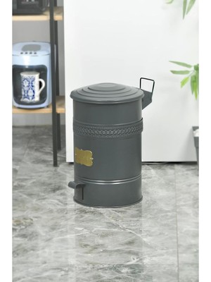 Odea Tr Evistro Pedallı Metal Galvaniz Mutfak Banyo Kapaklı Çöp Kovası 16 Lt Antrasit Antrasit Tek Ebat 26 x 36