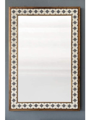 Odea Tr Oscar Stone Decor Masif Çerçeveli Mozaik Taş Mermer Ayna 63 cm x 93 cm Seramik Desenli