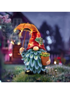 Odea Tr Bahçe Gnome Dekor Güneş Işıkları, Güneş Elf Holding Şemsiye Bahçe Figürleri Dış Mekan Dekoratif, Solar Yard Sanat Bahçe Heykelleri ve Heykelleri Veranda Yard Yolu Için