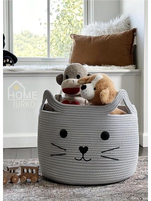 Odea Tr Oyuncak Sepeti, Jüt Sepet, Kedi, Köpek, Evcil Hayvan, Çocuk Odası, Sepet Gri