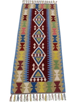 Odea Tr Zehra Abla Halı Yeni El Dokuma Pınarbaşı Kayseri Yün Mini Yolluk Kilim 6313 Çok Renkli-70 x 200