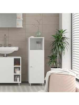 Odea Tr Tek Kapaklı 3 Raflı Banyo Dolabı Havlu Dolabı Sabunluk Kiler Dolabı Erzak Dolabı Çamaşır Dolabı Beyaz