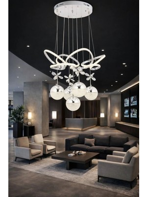 Mylüx Aydınlatma Kelebek Modern 5li Krom Avize Yatak Odası - Hol - Salon