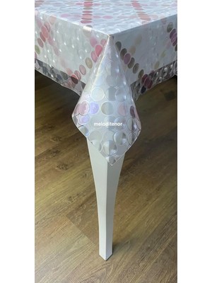 Odea Tr Meiwa Puantiyeli Üç Boyutlu Yanardöner Parlak Sedefli Desenli Şeffaf Lüks Silinebilir Pvc Muşamba Masa Örtüsü Koruyucu (70 x 140)
