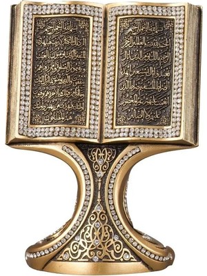 Fair Home Islami Hediyelik Masa Dekoru Biblo Fatiha Bakara Kitap Tasarımlı Gold