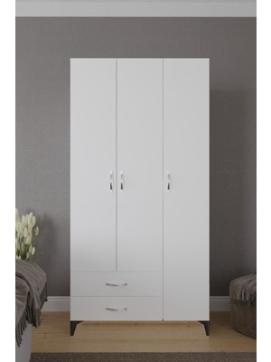 Aymobsan Mavera 3 Kapaklı 2 Çekmeceli Gardrop 90 cm - Beyaz