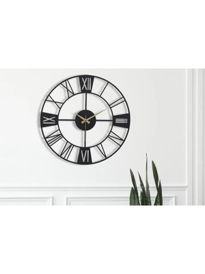 Vivense Muyika New Roma Metal Siyah Duvar Saati 50 cm