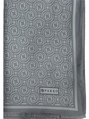 Vakko Tivil Monogram Şal 41407-Gümüş