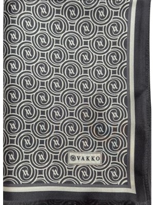 Vakko Tivil Monogram Şal 41407-Gri Ekru