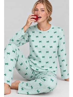 Fit Women Kadın Comfort Esnek Yeşil Pijama Takımı 4801