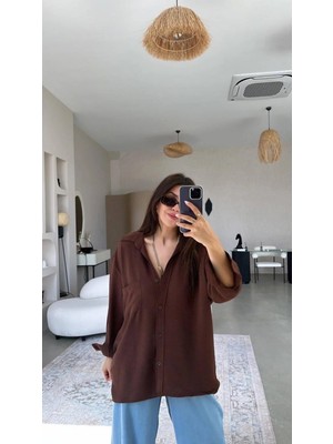 Yaren Co. Kadın Oversize Cepli , Ayrobin Gömlek