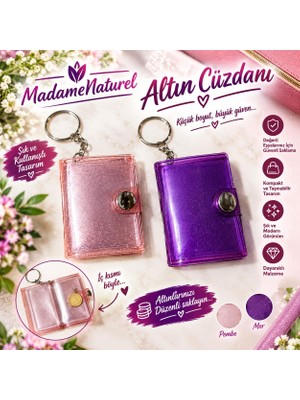 Madame Naturel Iki Adet Anahtarlıklı Altın Birikim Cüzdanı & Mini Vesikalık Cüzdanı
