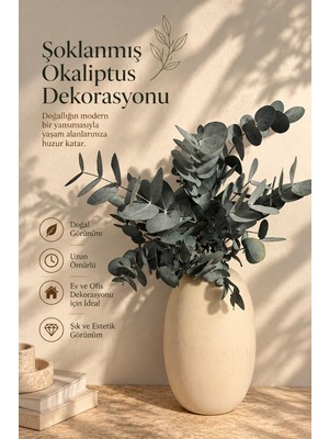 Elpida Bags Dekoratif Okaliptüs Buketi – Doğal Görünümlü Yeşil Yapraklı Vazo Çiçeği