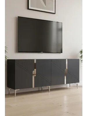 Vivense Evva Konsol ve Tv Sehpası Antrasit Silver 180 cm KA1828AS