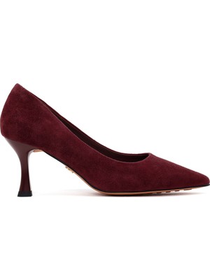 Derimod Kadın Bordo Ince Topuklu Süet Deri Stiletto AF530014DS