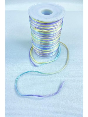 Brf Store Fineveil 1 mm Floş Saten Ip Kurdele Ipi Kolye Bileklik Ipi Mavi Sarı Tonları Rengarek 10 Metre