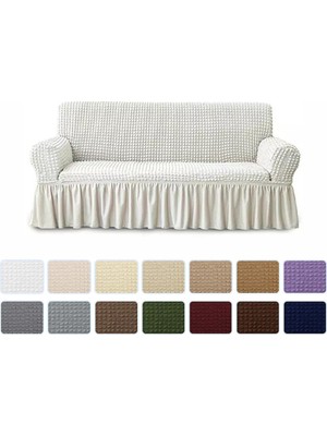 Elgeyar Natural Renkli Pamuk-Polyester Kumaş Bürümcük Koltuk Kılıfı 3'lü